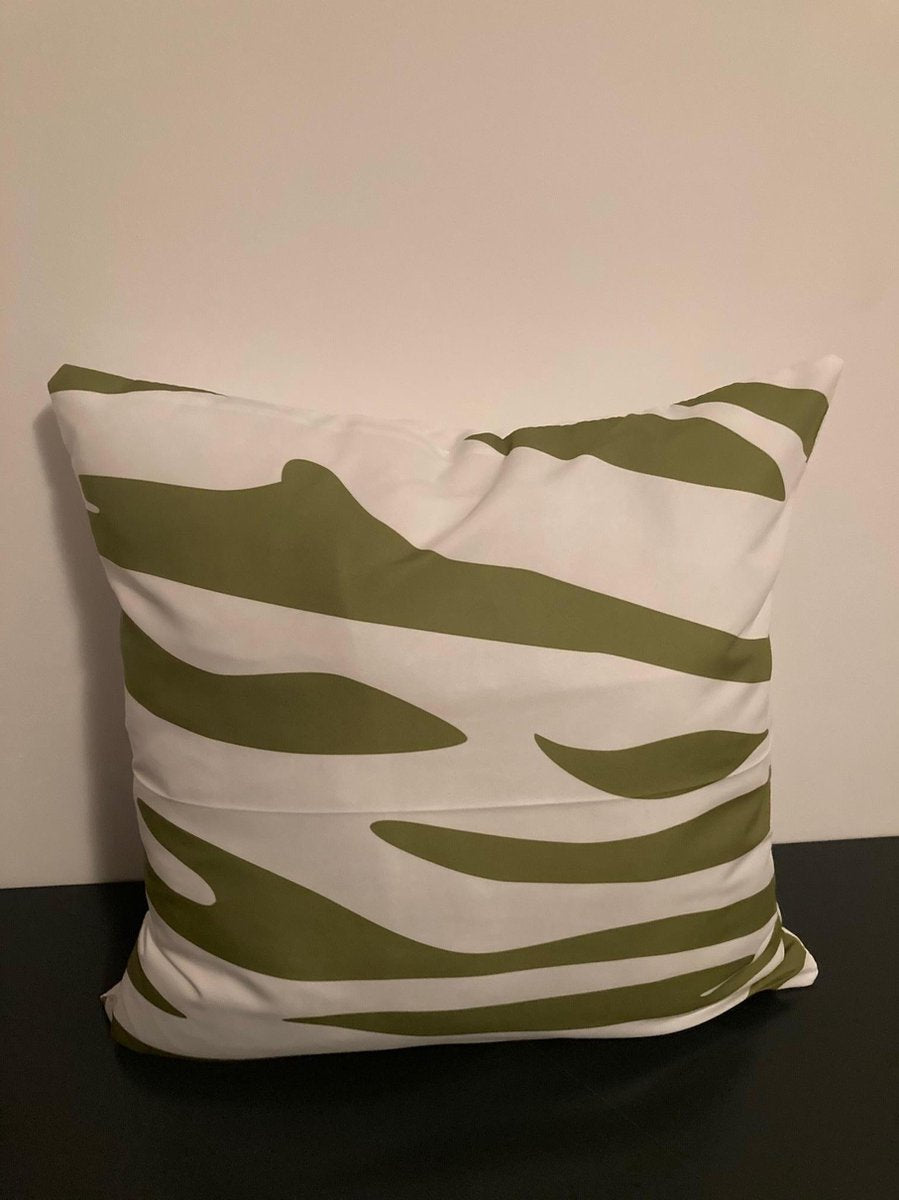 Kussenhoes Army green-White - Legergroen-Wit