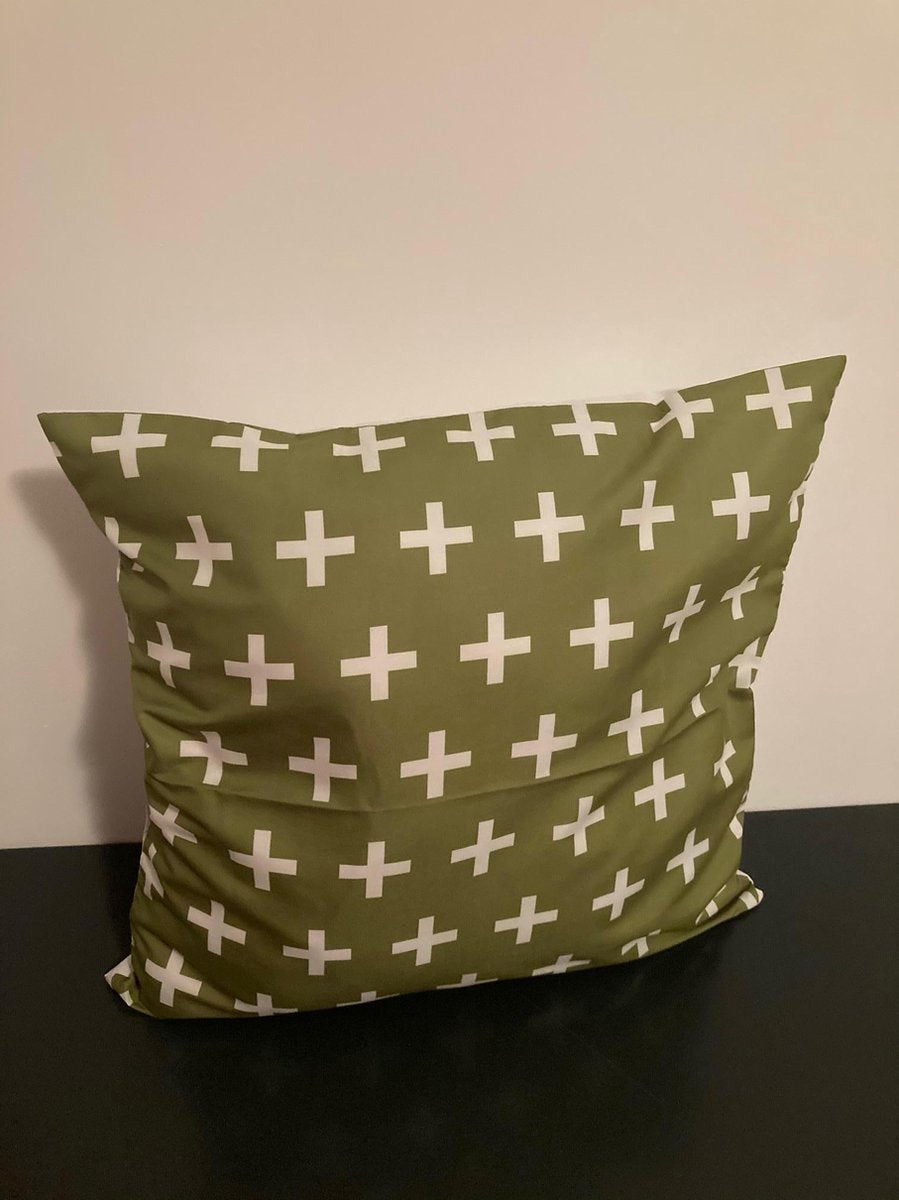 Kussenhoes Army green-White - Legergroen-Wit