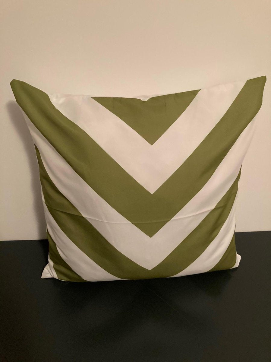 Kussenhoes Army green-White - Legergroen-Wit