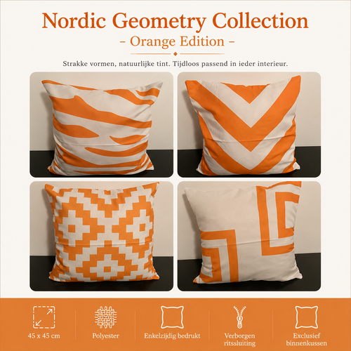 Nordic Geometry Collection – Orange Edition | Kussenhoezenwinkel