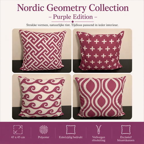 Nordic Geometry Collection – Purple Edition | Kussenhoezenwinkel