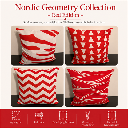 Nordic Geometry Collection – Red Edition | Kussenhoezenwinkel