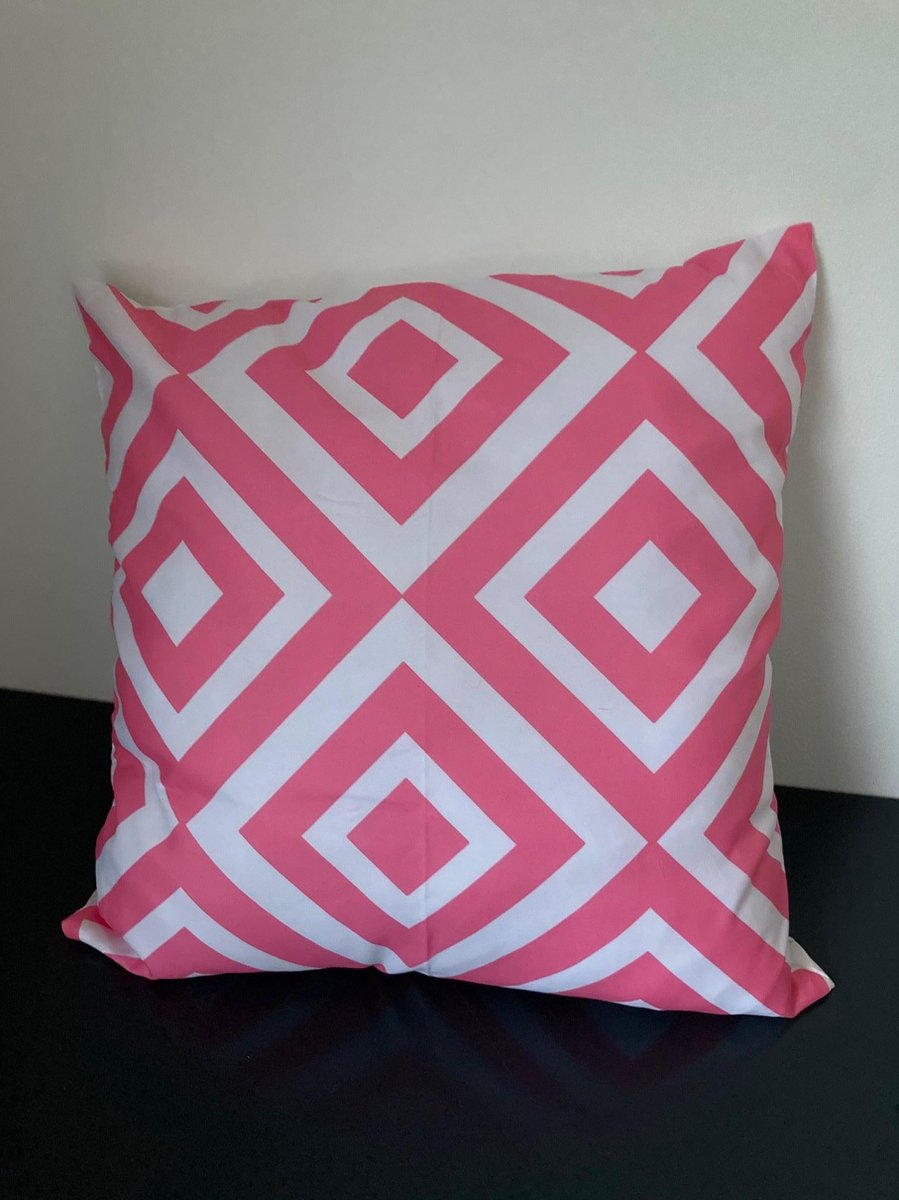 Kussenhoes Pink-White - Roze-Wit