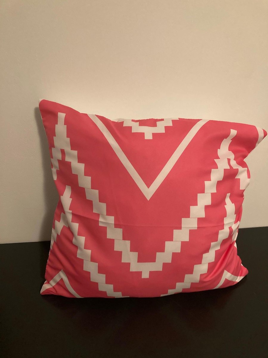 Kussenhoes Pink-White - Roze-Wit