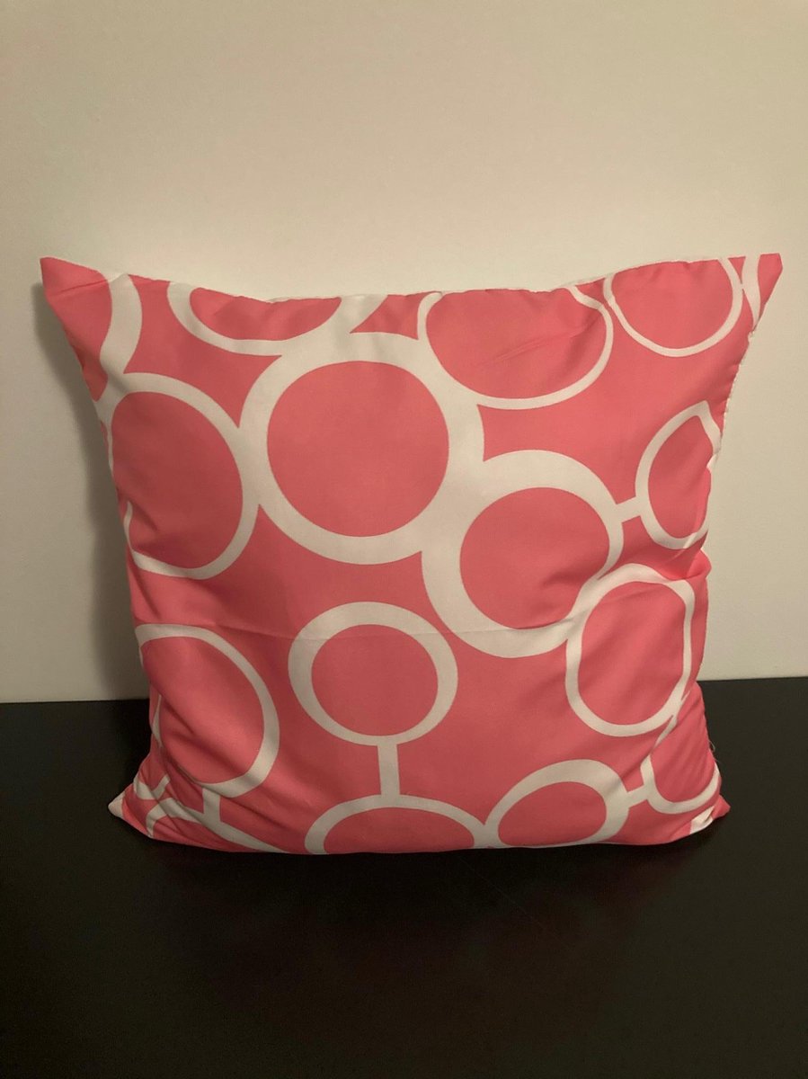 Kussenhoes Pink-White - Roze-Wit