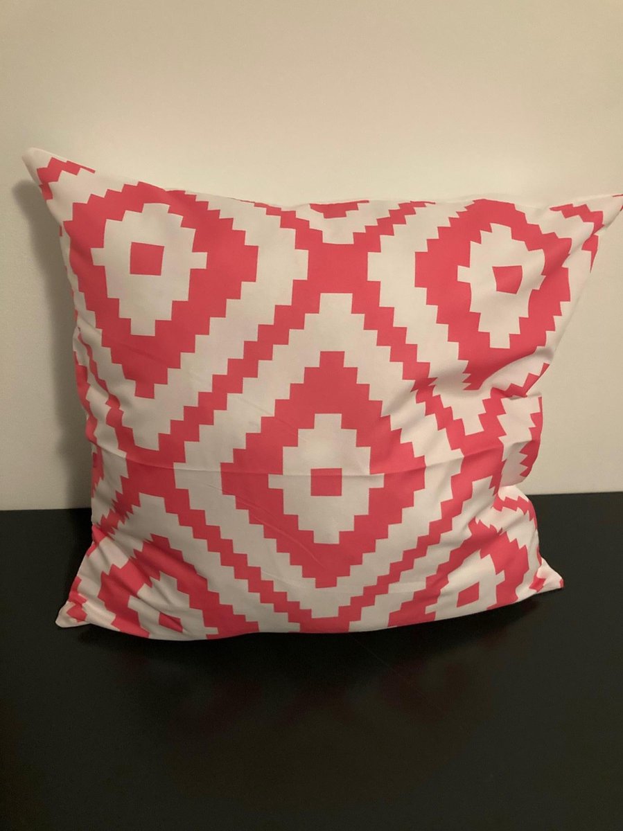 Kussenhoes Pink-White - Roze-Wit