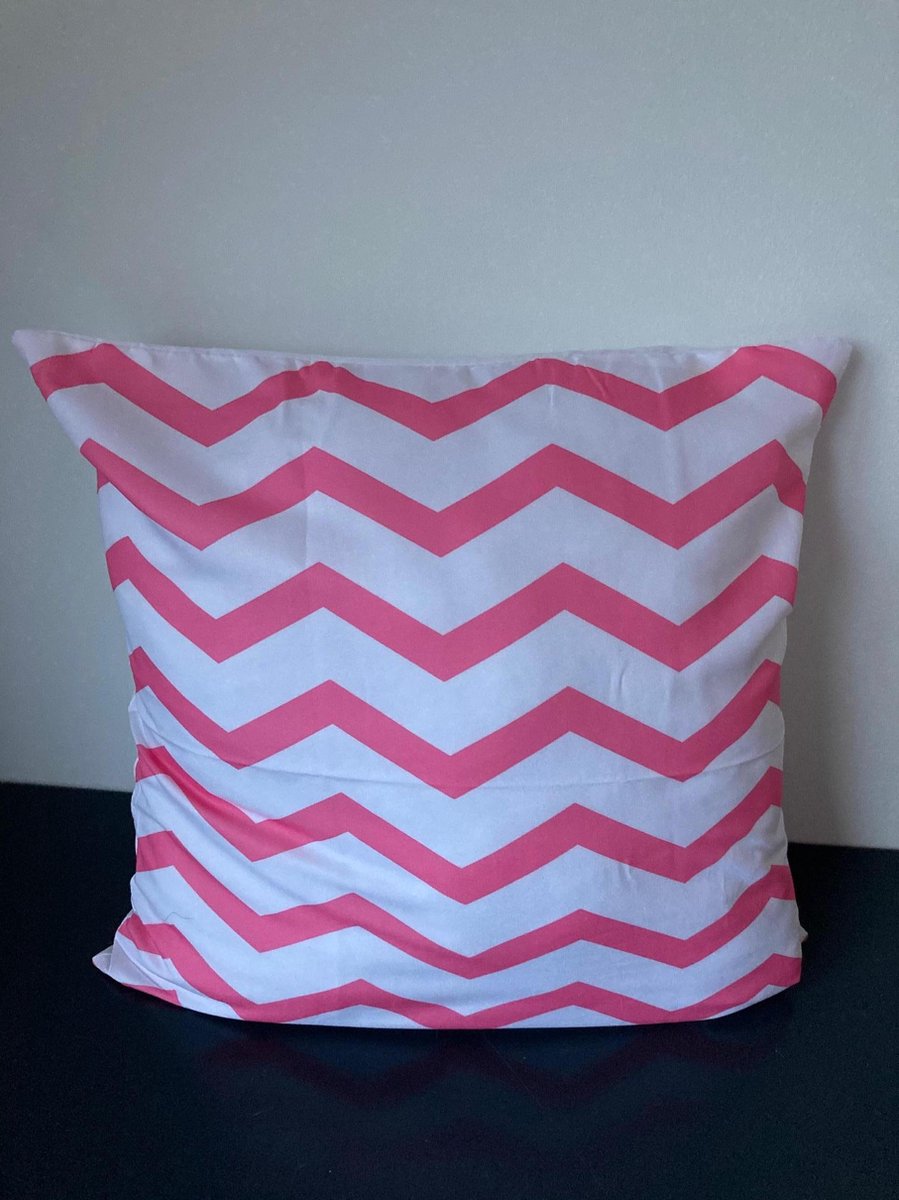 Kussenhoes Pink-White - Roze-Wit