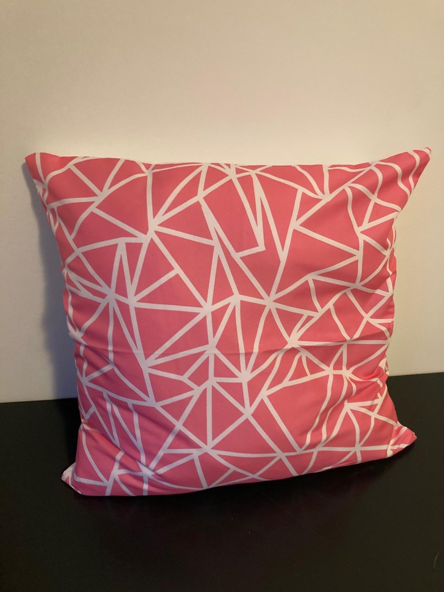 Kussenhoes Pink-White - Roze-Wit