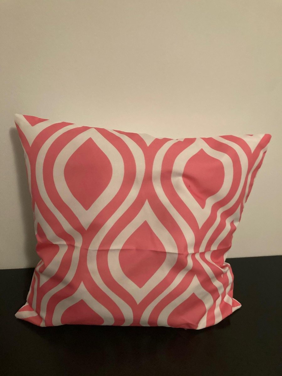 Kussenhoes Pink-White - Roze-Wit