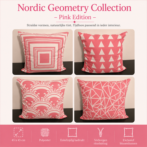 Nordic Geometry Collection – Pink Edition | Kussenhoezenwinkel