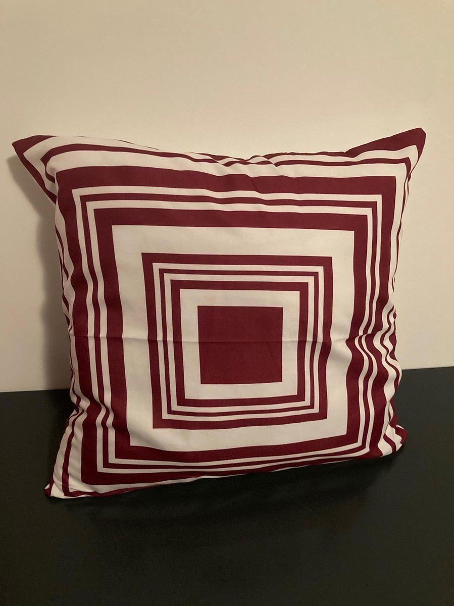 Kussenhoes Wine red-White - Wijnrood-Wit