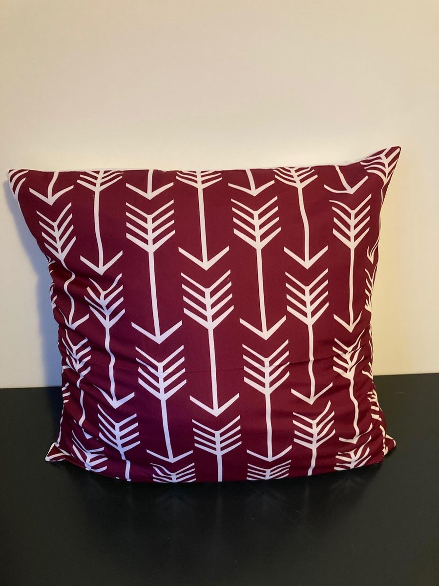 Kussenhoes Wine red-White - Wijnrood-Wit