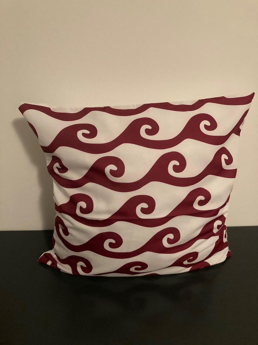 Kussenhoes Wine red-White - Wijnrood-Wit