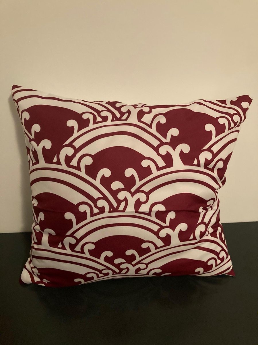 Kussenhoes Wine red-White - Wijnrood-Wit