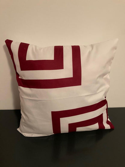 Kussenhoes Wine red-White - Wijnrood-Wit