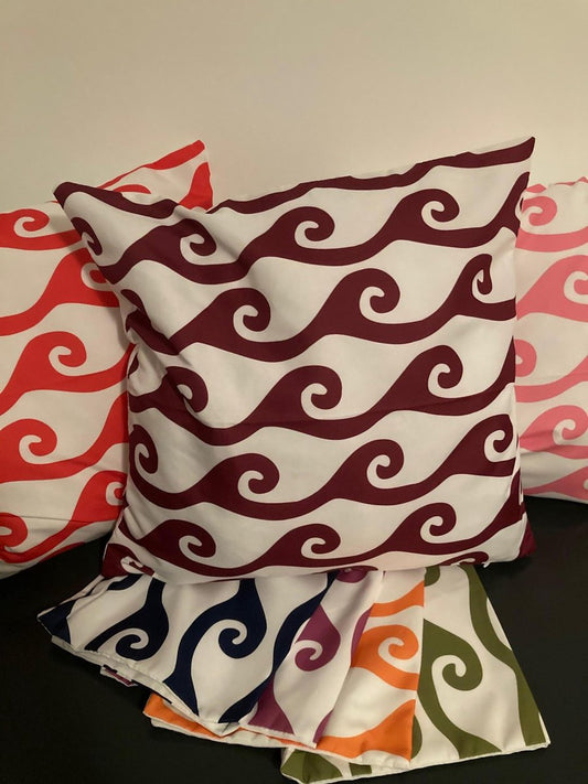 Kussenhoes Wine red-White - Wijnrood-Wit