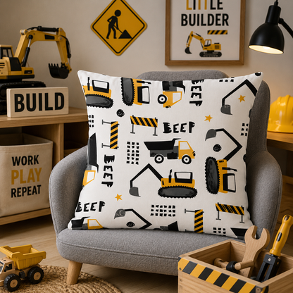 Kussenhoes Voertuigen Let's Build! 45x45 cm Velvet | Kussenhoezenwinkel