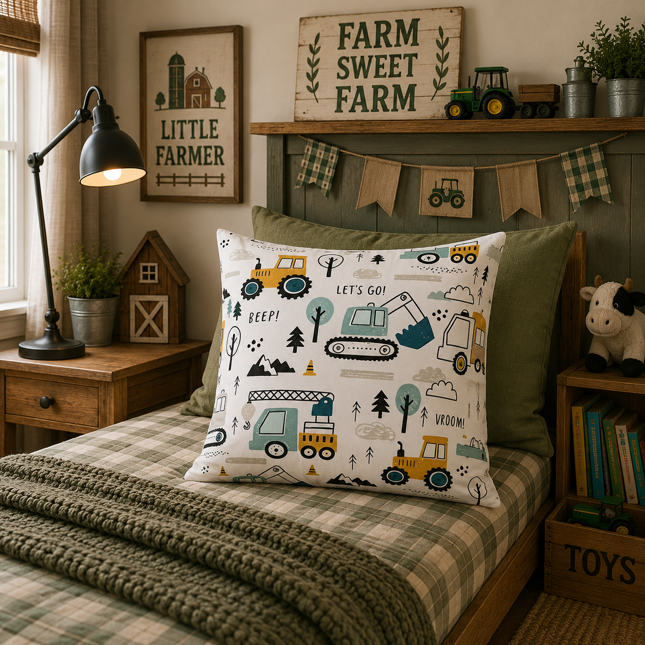 Kussenhoes Voertuigen Tractor 45x45 cm Velvet | Kussenhoezenwinkel