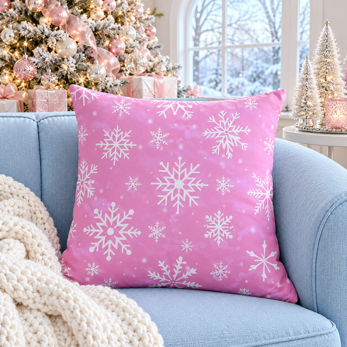 Pink Snowflakes Collection | Kussenhoezenwinkel