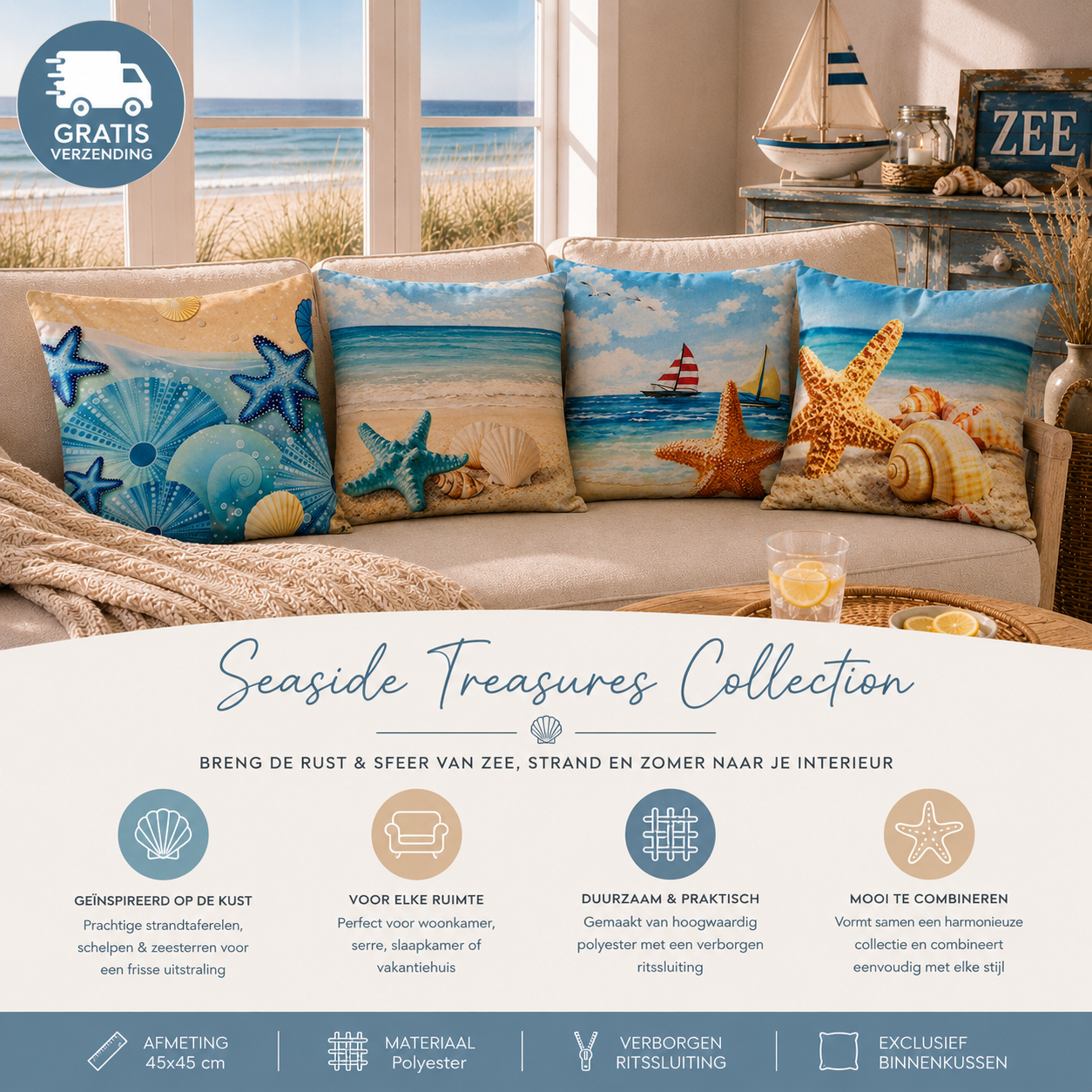 Seaside Treasures Collection - 45x45 cm